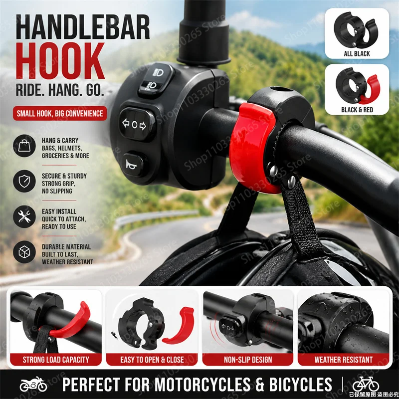 Motorcycle Gear Backpack - ヘビーデューティーバイクハンドルバーフック滑り止め簡単取り付けヘルメットバッグスクーターアクセサリー用