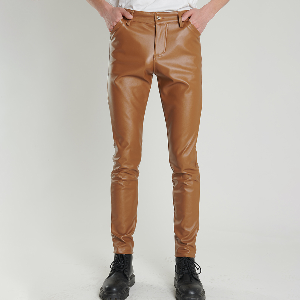 男性用フェイクレザーパンツ,スリムフィットパンツ,伸縮性,防 - Motorcycle Gear Mens のレビューと価格